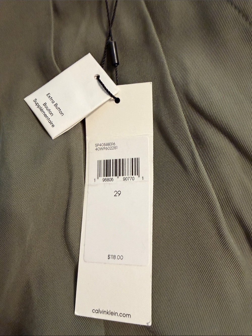 Calvin Klein Olive Pleated Women’s Trousers size 29 high waisted brand new - Picture 5 of 8